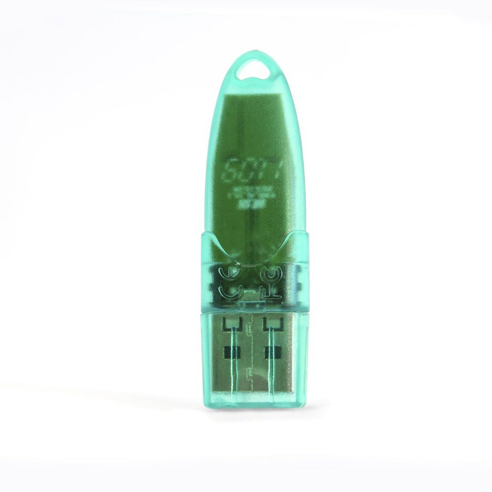 Thermografie-Software: Grüner USB-Stick für professionelle Thermografie-Anwendungen, Nahaufnahme. Thermografie Software Professional.