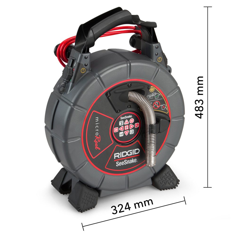 Rohrkamera SeeSnake microReel in Nahaufnahme. Kompaktes Inspektionssystem für schwer zugängliche Rohre. Ideal zur Fehlerortung und -analyse.