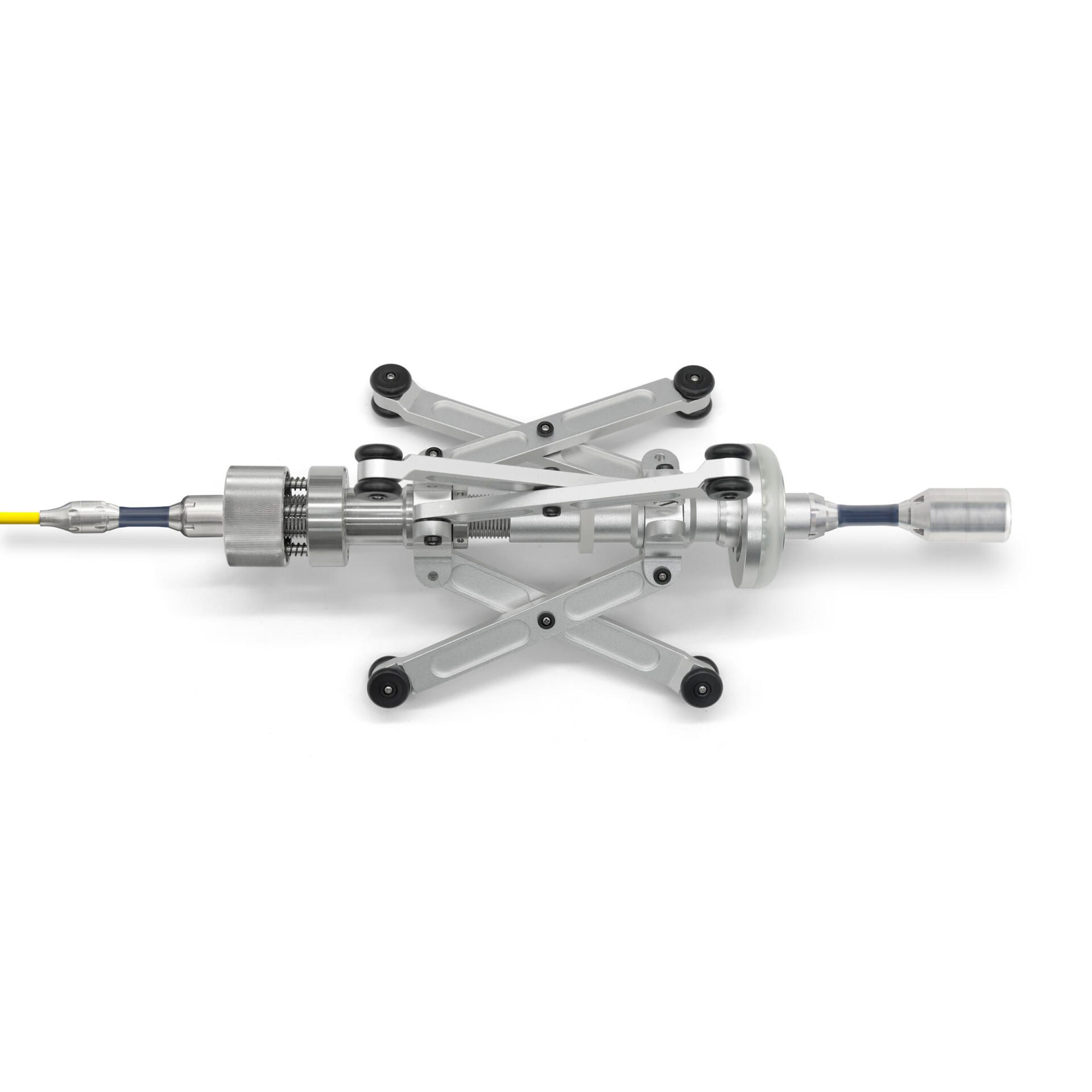 Rohrkamera-Zentrierhilfe VSP-CD-60-200: Zentrierhilfe für Rohrkameras, silberfarben, mit Rädern, ideal für präzise Inspektionen.