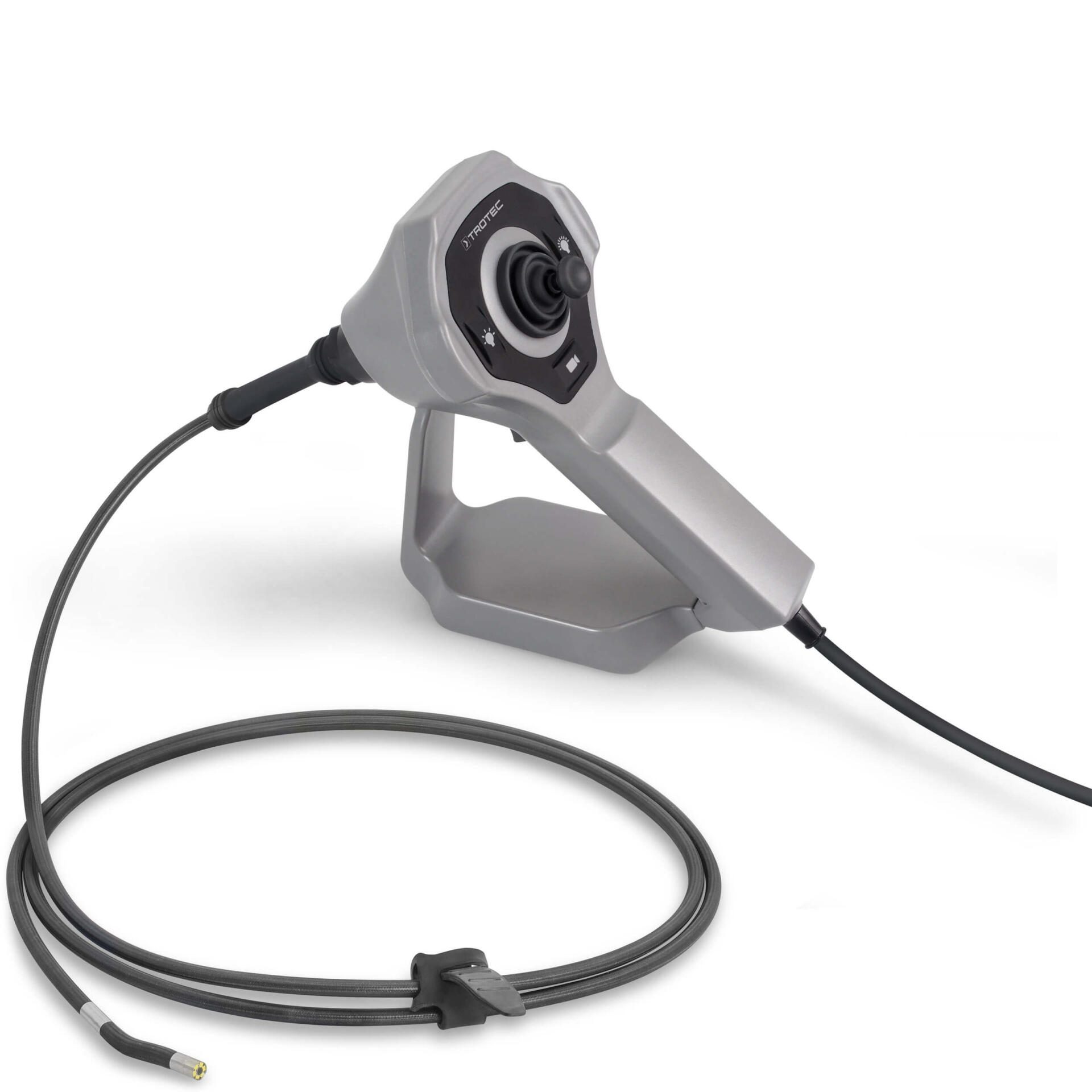 Videoskopsonde VSP VS-8-4-3000: Detailaufnahme der flexiblen Sonde mit Bedienelementen. Ideal für schwer zugängliche Stellen.