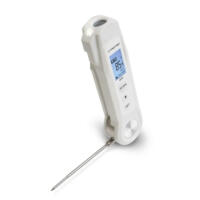 Lebensmittel-Thermometer BP2F: Weißes digitales Thermometer mit Sonde zur präzisen Temperaturmessung. Ideal für Küche und Gastronomie.