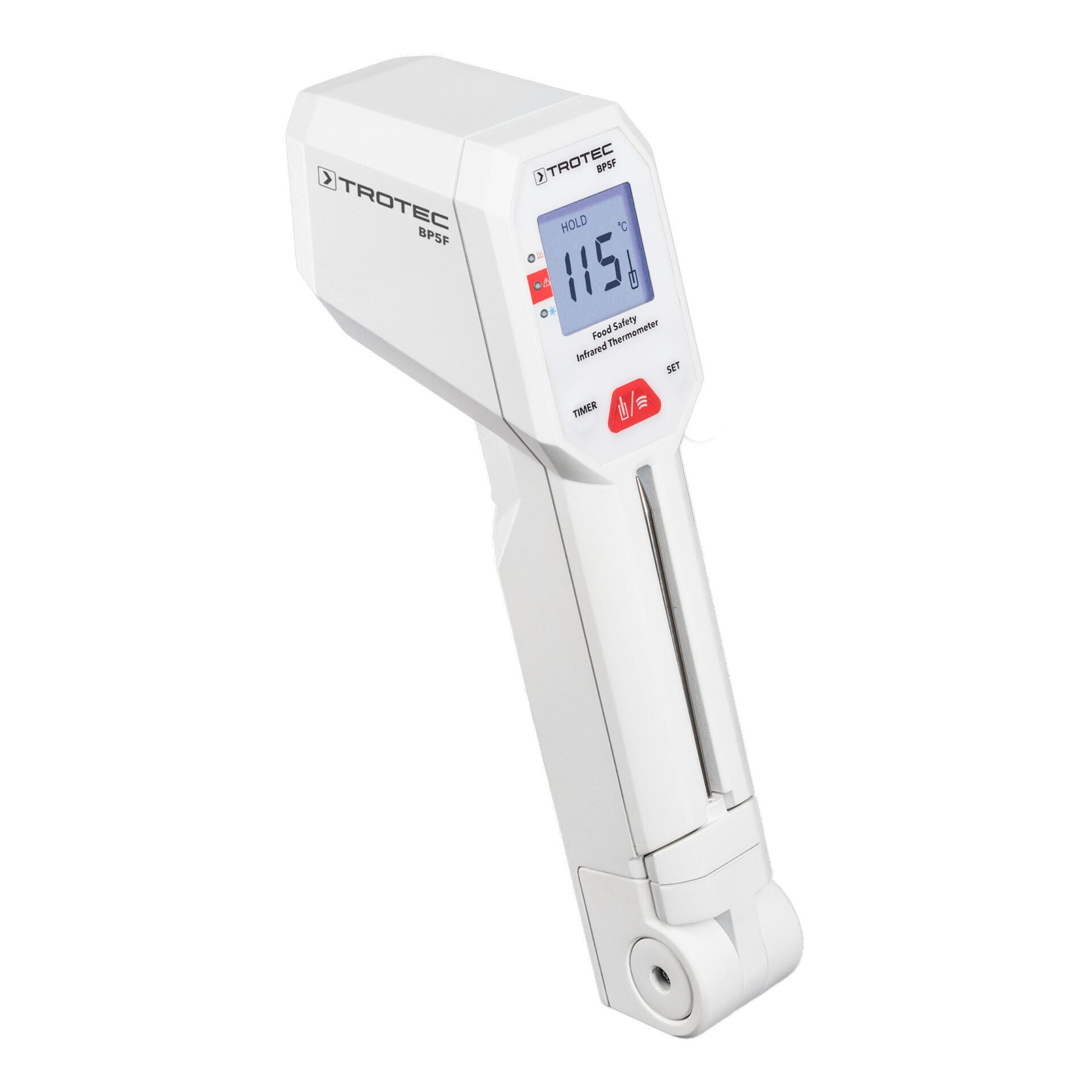 Lebensmittel-Thermometer BP5F: Digitales Infrarot-Thermometer von Trotec zur Messung der Temperatur von Speisen und Getränken, Modell 3510003020.