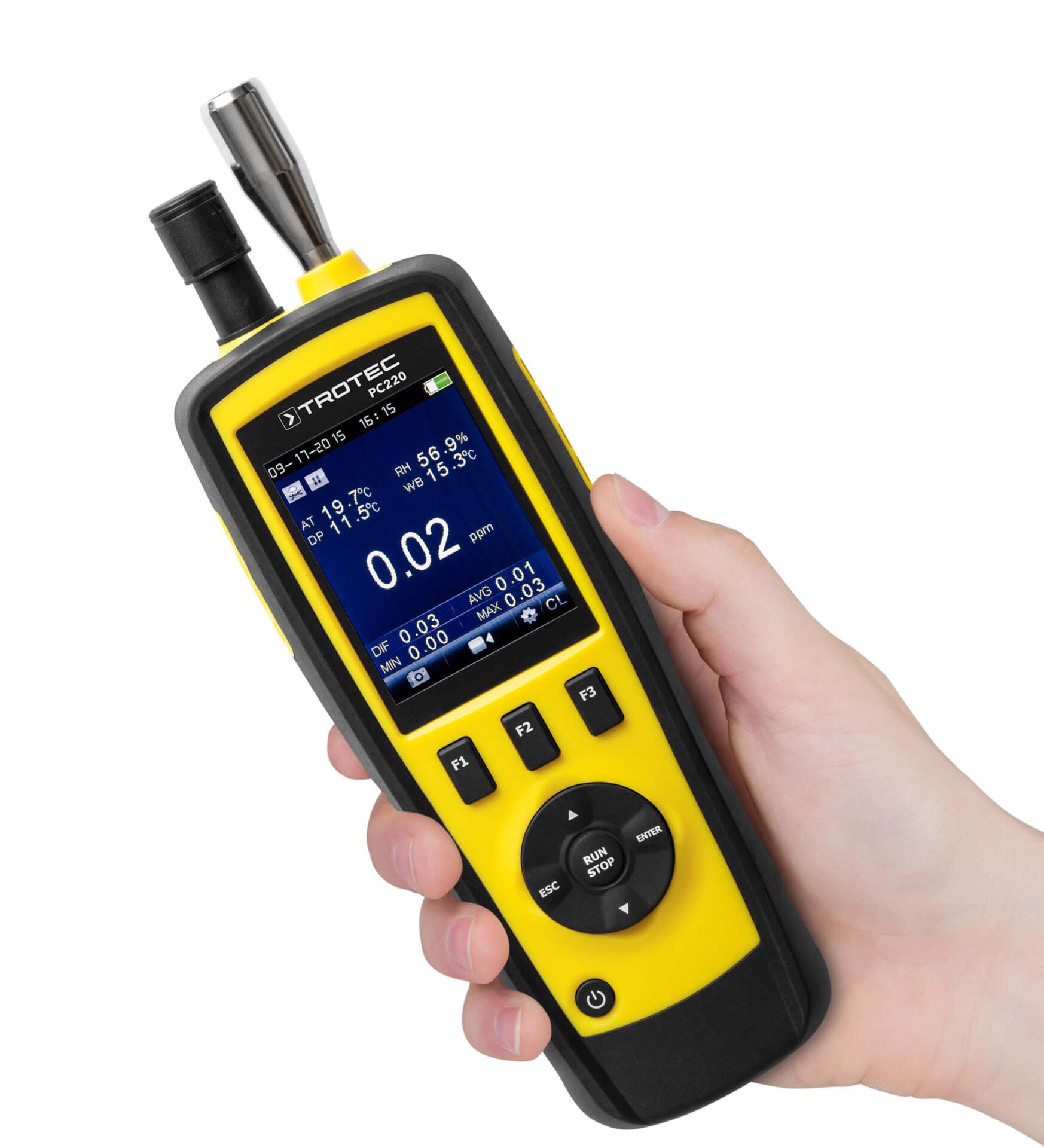 Partikelzähler PC220: Handliches Messgerät zur Erfassung von Partikelkonzentrationen inkl. Kalibrier-Zertifikat. Ideal für Innenraumluftmessungen.