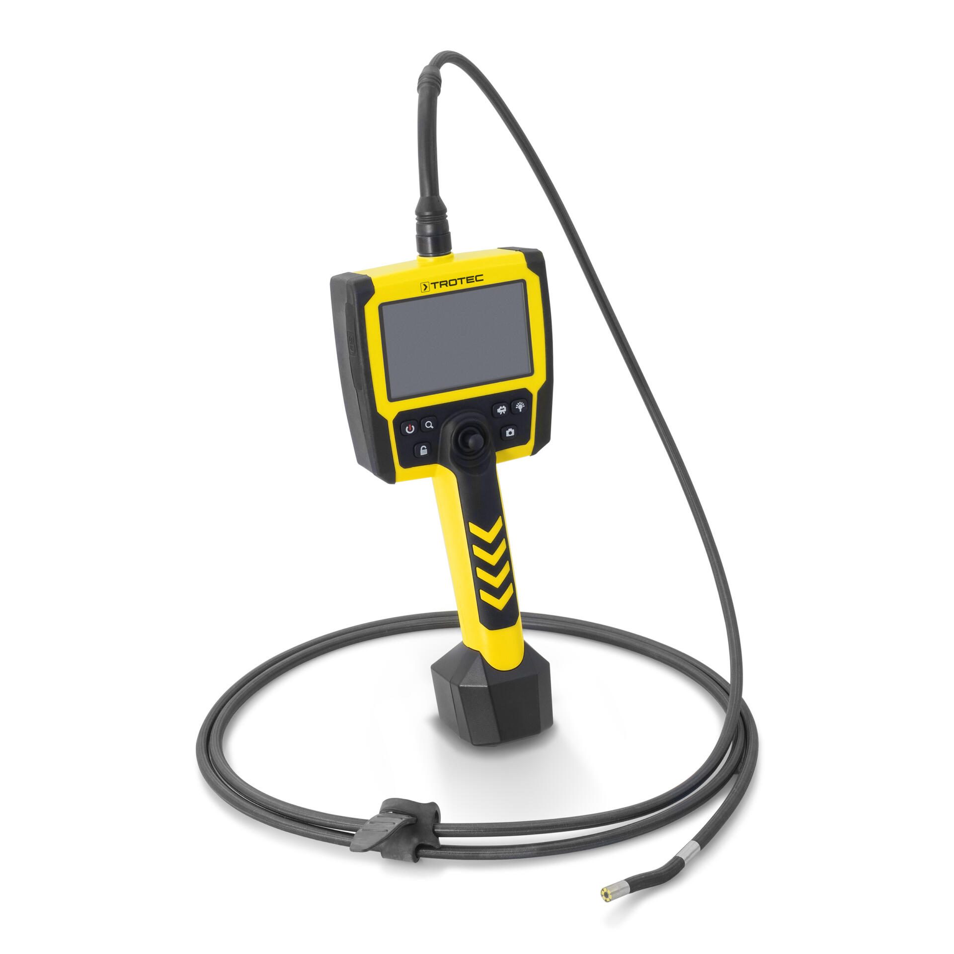 Videoskop VSC3008: Gelbes Inspektionsgerät mit Bildschirm und flexibler Kamera für schwer zugängliche Stellen, ideal für Profis. Bild 3.