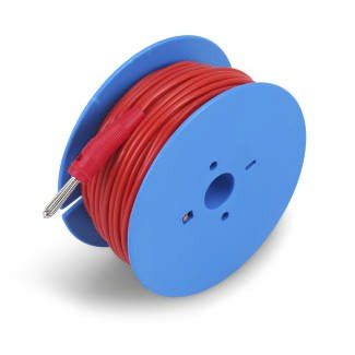 PD-Serie Erdungskabel-Verlängerung: Rotes Kabel auf blauer Spule. Erdungskabel mit Verlängerung für professionelle Anwendungen.