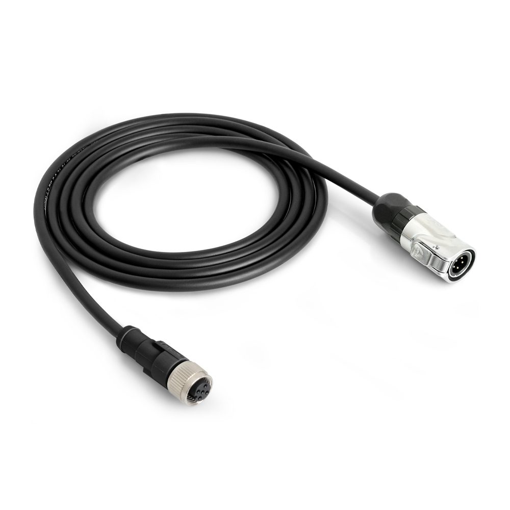 Schwarzes TC35-1m-Verbindungskabel, aufgerollt. Dieses Kabel dient zur Verbindung von Geräten und sorgt für optimale Signalübertragung. 3510200030_bild1