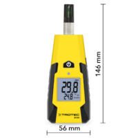Thermohygrometer BC06 von Trotec: Gelbes Messgerät zeigt Temperatur und Luftfeuchtigkeit an. Ideal zur Klimakontrolle und Messung der Raumluft.
