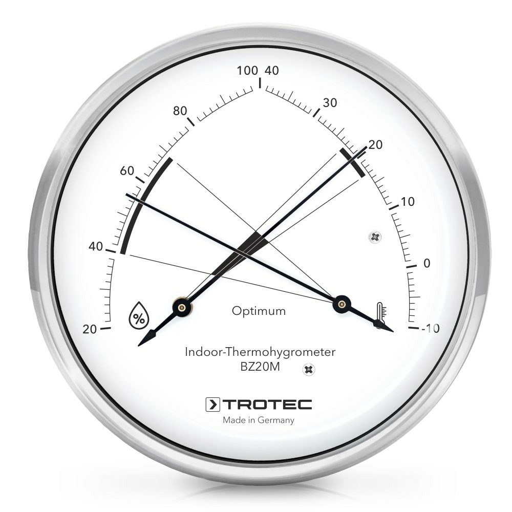 Innen-Thermohygrometer BZ20M: Präzises Messgerät für Temperatur und Luftfeuchtigkeit. Optimales Raumklima dank Trotec Hygrometer.