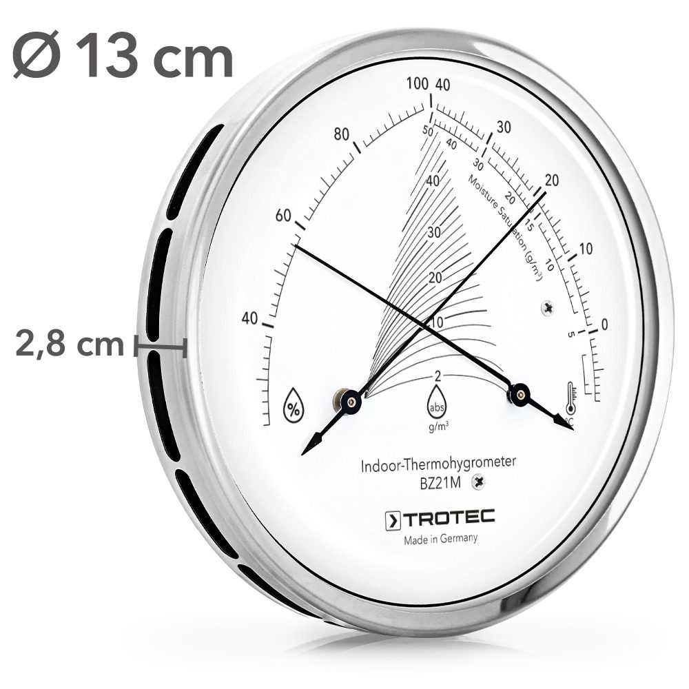 Design-Thermohygrometer BZ21M: Präzise Messung von Temperatur und Luftfeuchtigkeit. Ideal für Innenräume. Kompaktes und stilvolles Design.