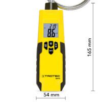 Flügelrad-Anemometer BA16: Gelbes Messgerät zeigt 21.9°C und 8.6 km/h an. Ideal zur Windmessung und Luftstromanalyse für Profis und Hobbyanwender.