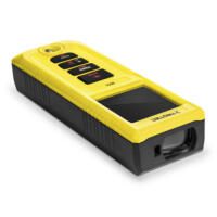 Gelber Entfernungsmesser BD16 von Trotec, Nahaufnahme. Ideal für präzise Messungen. Kompaktes Design, gut lesbares Display. Top Gerät!