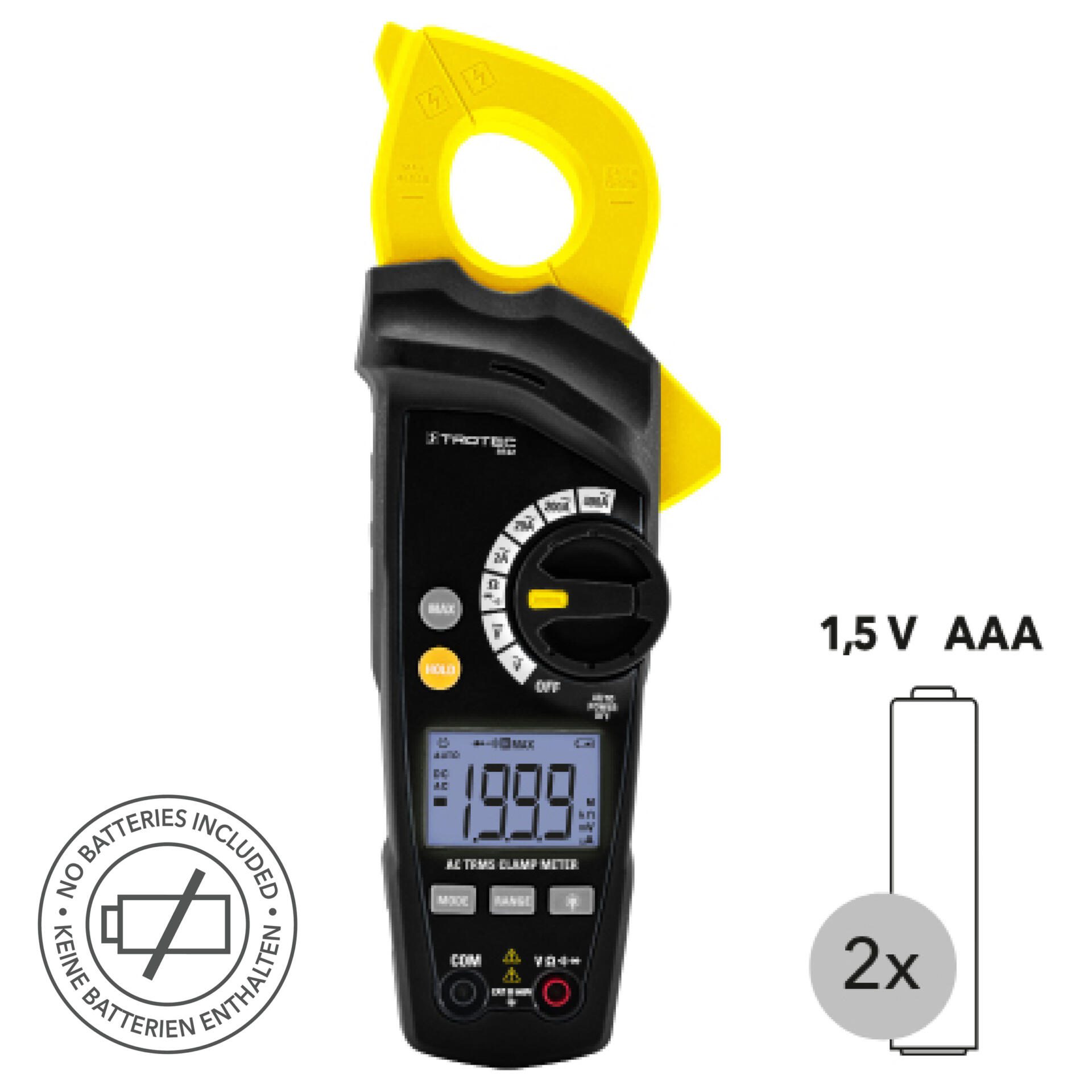 True-RMS Stromzange BE42 von Trotec. Digitale Strommesszange für präzise Messungen. Ideal für Elektriker und Handwerker. Messbereich bis 1000A.