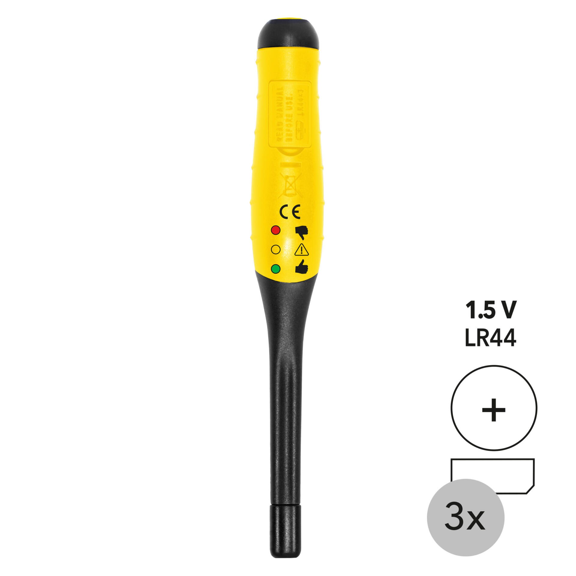Bremsflüssigkeitstester BW05: Gelber Stift mit LEDs zur Prüfung der Bremsflüssigkeit. Ideal für Werkstatt & Kfz-Diagnose. Präzise Analyse