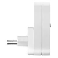 Detailaufnahme eines weißen Energiekosten-Messgeräts BX09 mit CH-Stecker Typ J. Hilft, Stromverbrauch zu analysieren und Kosten zu senken.