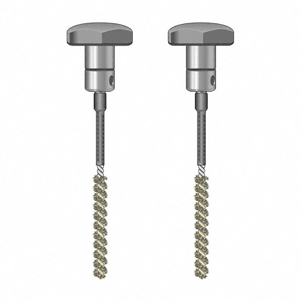 Isoliertes Bürsten-Elektrodenpaar TS-020-110-B: Zwei Elektroden mit Bürsten, Detailaufnahme für technische Anwendungen.