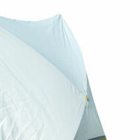 Detailaufnahme eines blauen Arbeitszeltes 180 TE mit Steildach. Ideal für Handwerker und Montagearbeiten im Freien. Robuster Wetterschutz.