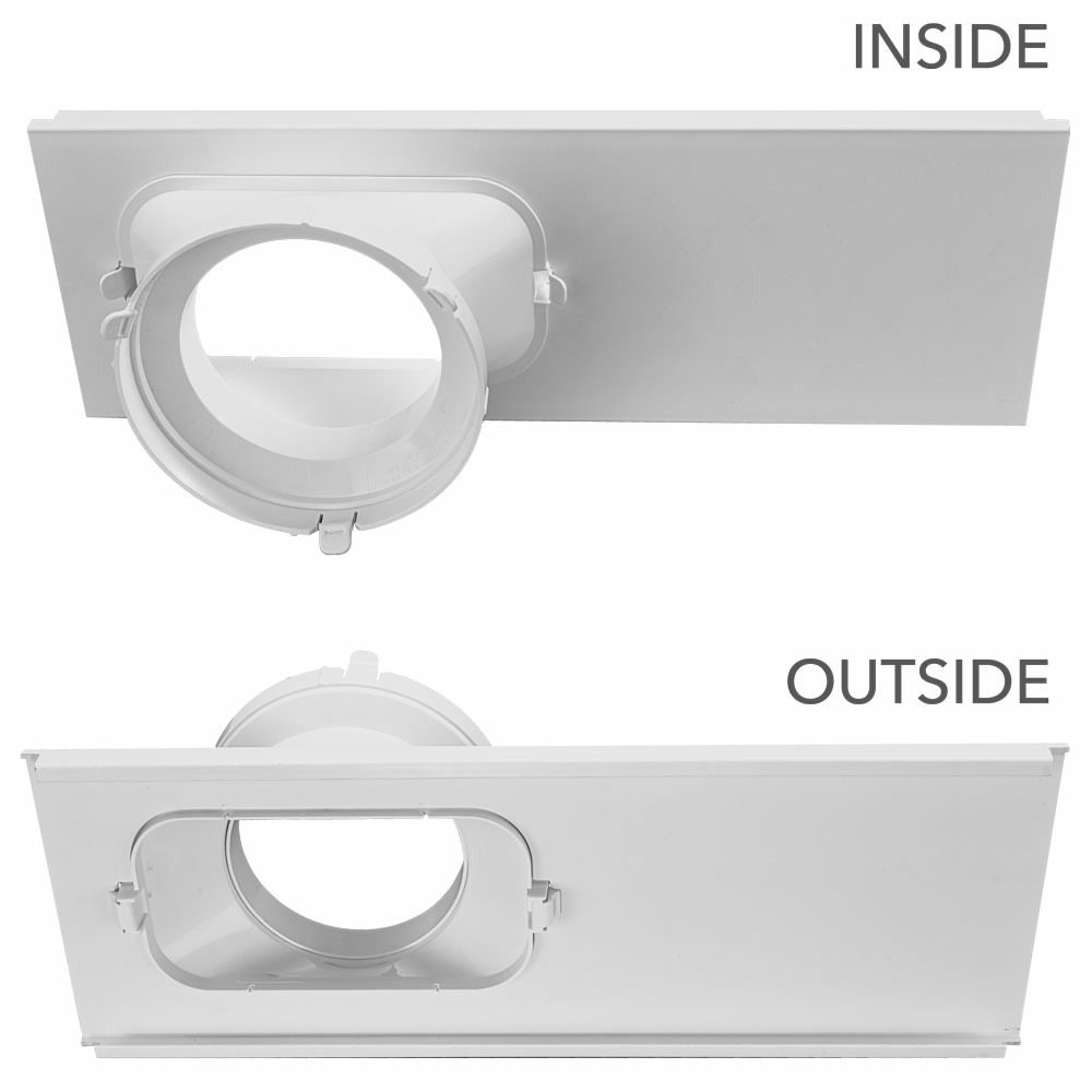 Innen- und Außenseite einer weißen PAC Rolladen Fensterblende, die die Installation und das Design des Rollladensystems verdeutlicht.