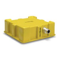 Gelber Schalldämpfer NR 19 MultiQube von Trotec. Kompaktes Design, ideal für Baustellen. Hochwertige Verarbeitung für effektive Lärmreduzierung.