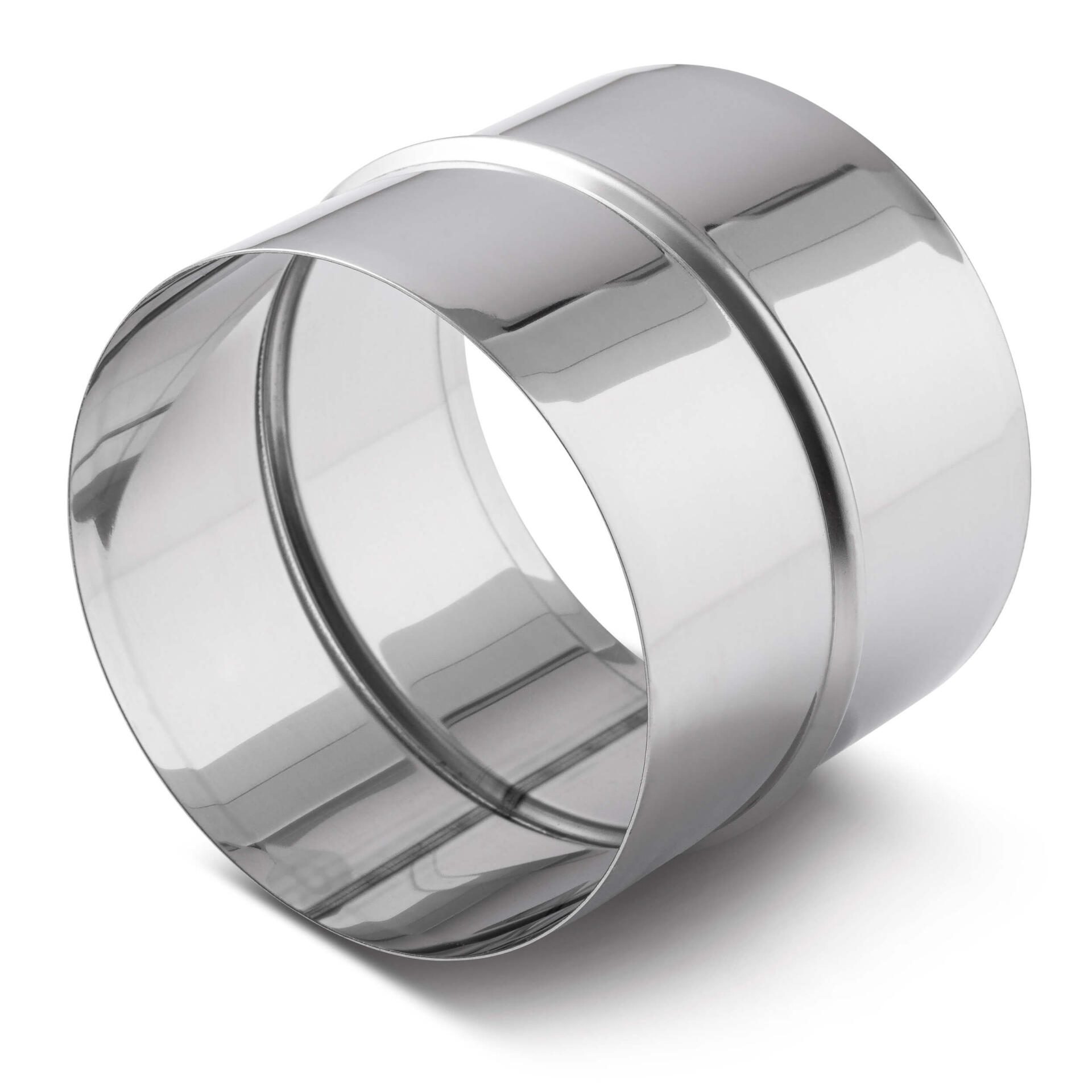 Edelstahl Verbindungsstutzen SP 125 mm: Rohrverbinder für Lüftungssysteme, glänzende Oberfläche, einfache Montage. Ideal für Abluft.