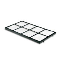 B-200 eco Luftfilter: Rechteckiger Luftfilter mit schwarzen Rahmen und weißen Filterflächen, isoliert auf weißem Grund dargestellt.