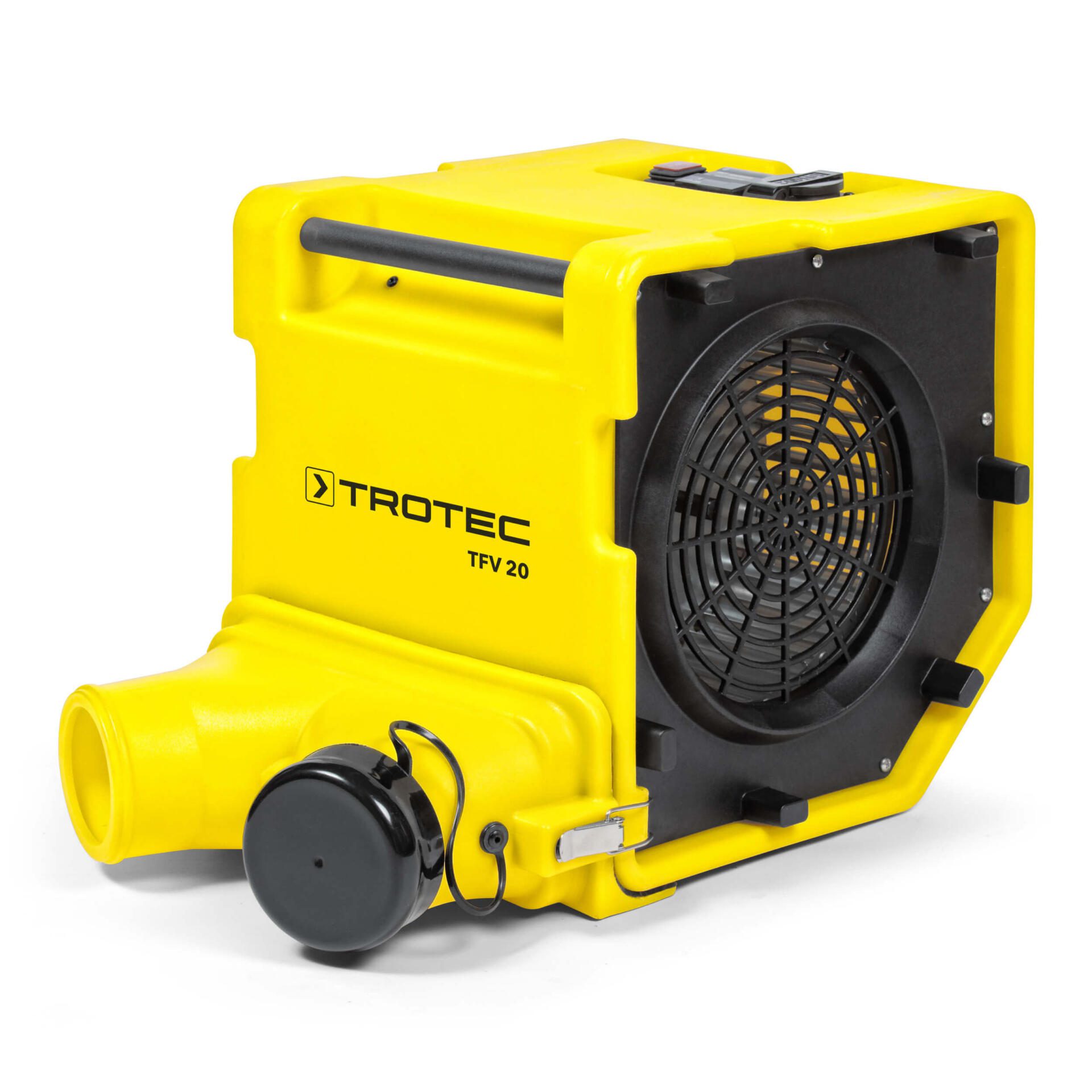 Gelber Trotec TFV 20 Vorsatz-2er-Verteiler für Bautrockner. Ideal zur effizienten Luftverteilung und Trocknung in Räumen. Robuste Ausführung.