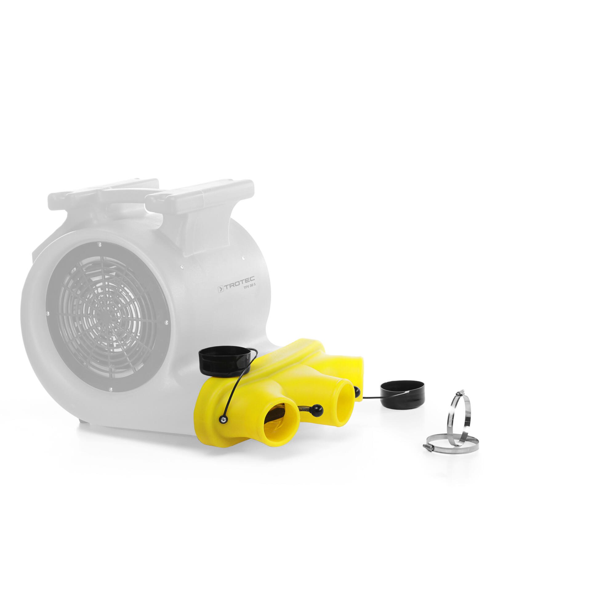 Vorsatz 3er Verteiler TFV 30 S: Gelber Verteiler für Trocknungsgeräte. Ideal zur Luftverteilung bei Wasserschäden. Zubehör für effektive Trocknung.