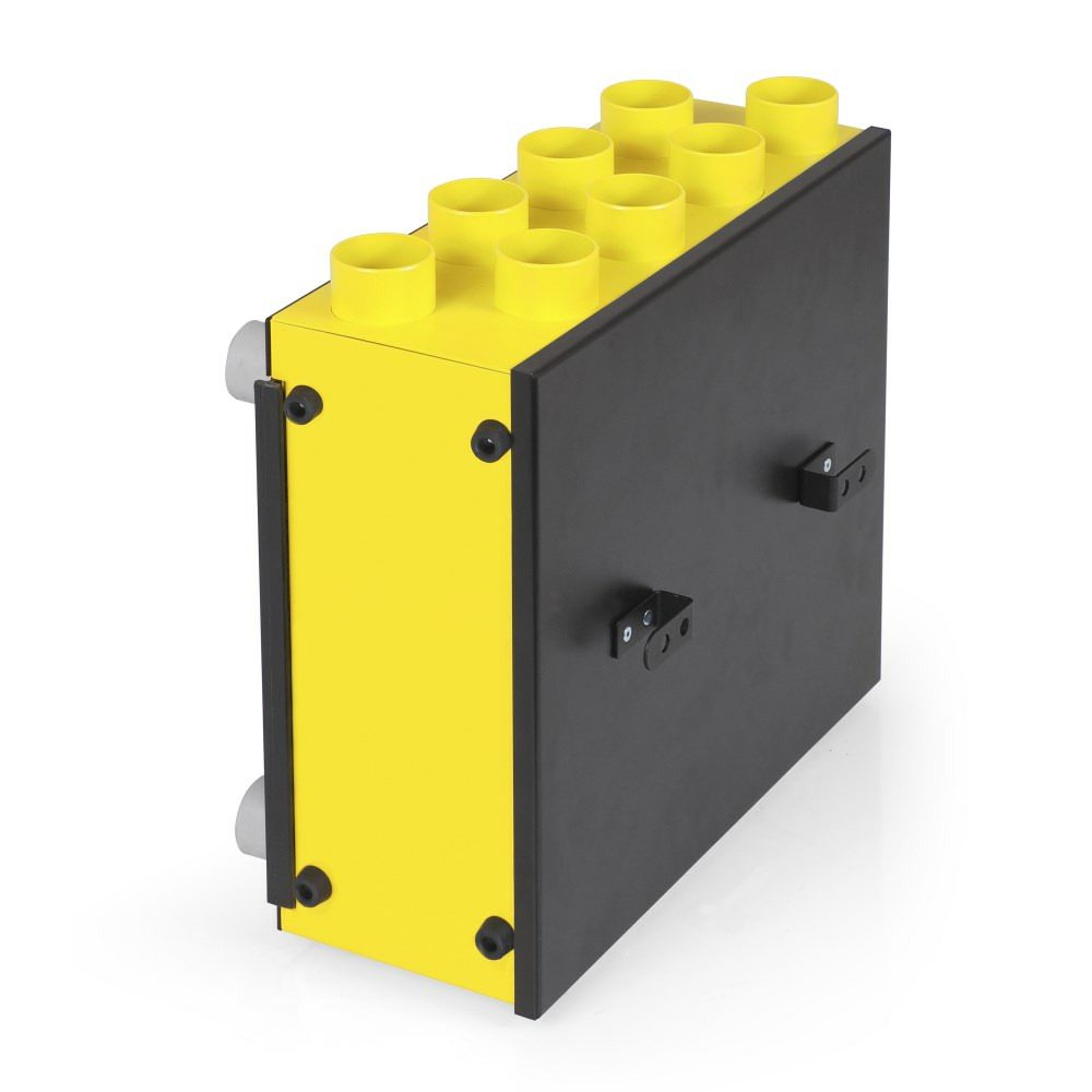 Vorsatz 8er Verteiler TFV Pro 1-50 mm: Gelb-schwarzer Verteiler mit acht gelben Anschlussstutzen für professionelle Anwendungen.