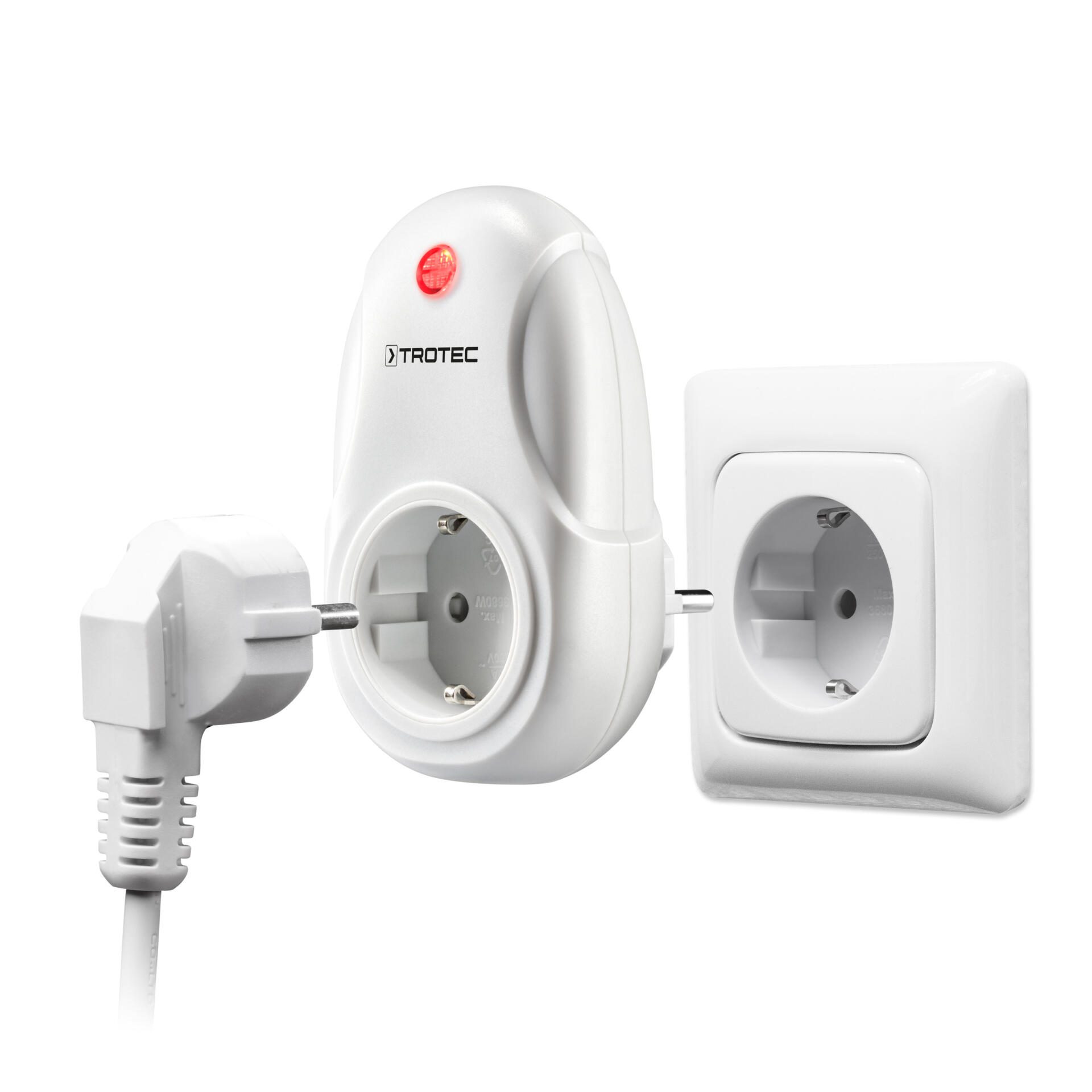 Funksteckdose BN35R von Trotec: Separate Steckdose mit Stecker und roter LED. Ideal zur Steuerung von Geräten per Funk. Smarte Lösung!