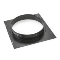 Rezirkulations-Set für TEH 70 und TEH 100: Detailansicht der schwarzen Metallmanschette mit Montageplatte. Ideal für Umluftbetrieb.