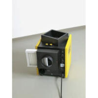 Ansicht Filterbox Prozesslufteintritt TTR 200. Die Filterbox in Gelb und Schwarz mit Lufteintrittsfilter ist auf dem Bild sichtbar.