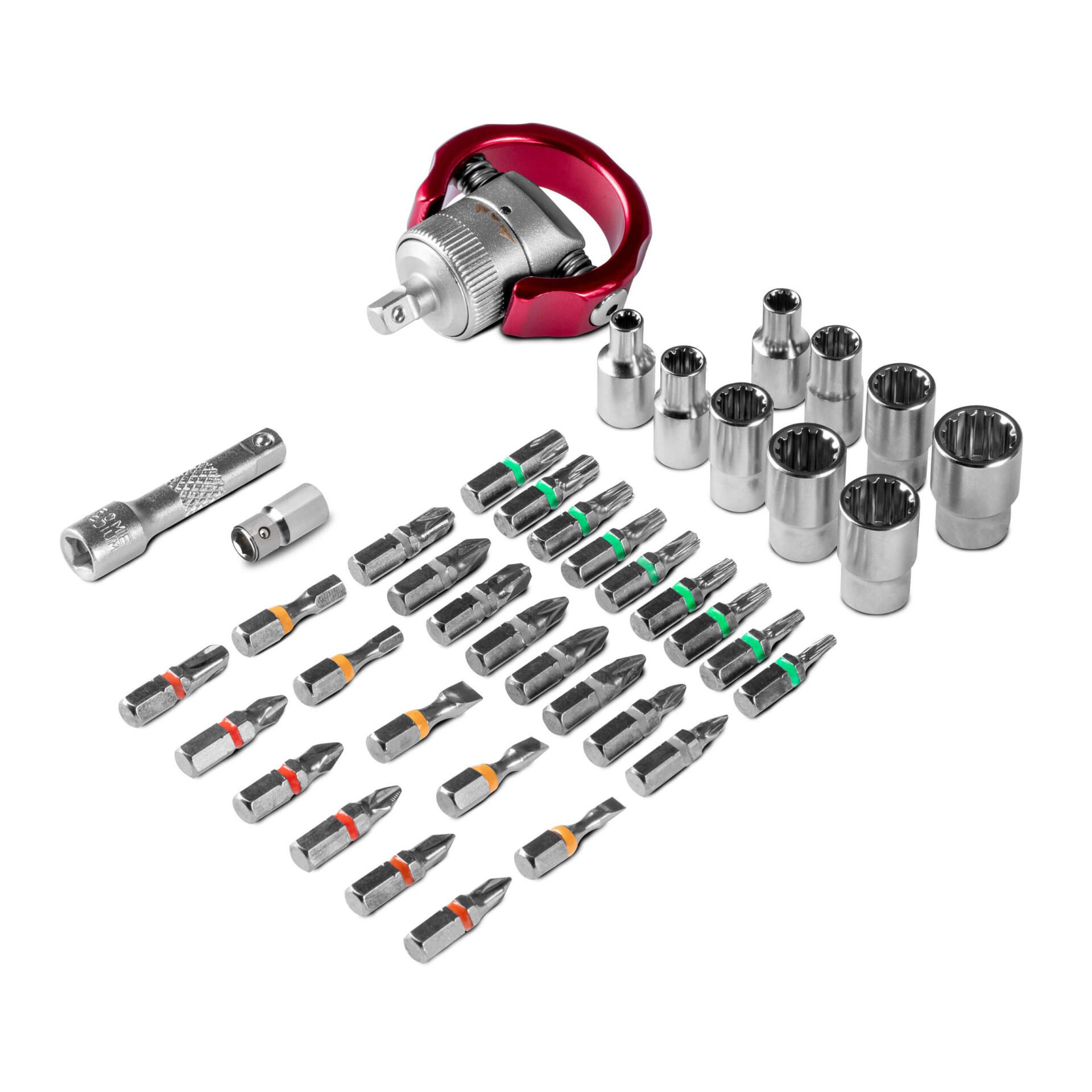 40-teiliger Bit- und Steckschlüsselsatz: Vielfältiges Set mit Bits, Steckschlüsseln und Knarre für Handwerker. Ideal für Reparaturen und Montage.
