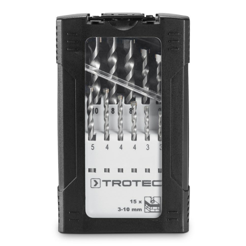 Trotec Steinbohrer-Set, 15-teilig: Kompaktes Set mit Bohrern in verschiedenen Größen (3-10 mm) für präzise Bohrlöcher in Stein und Mauerwerk.