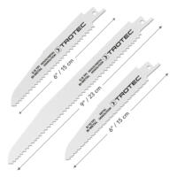 Säbelsägeblätter Set Holz Metall, 5-teilig: Set mit drei Säbelsägeblättern von Trotec, ideal für Holz- und Metallarbeiten. Verschiedene Größen.
