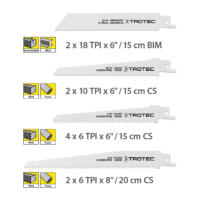 Säbelsägeblätter Set: Holz, Metall, Kunststoff, 10-teilig. Verschiedene Blatttypen für Holz mit Nägeln, Metall, Holz und Kunststoff. Trotec Qualität.