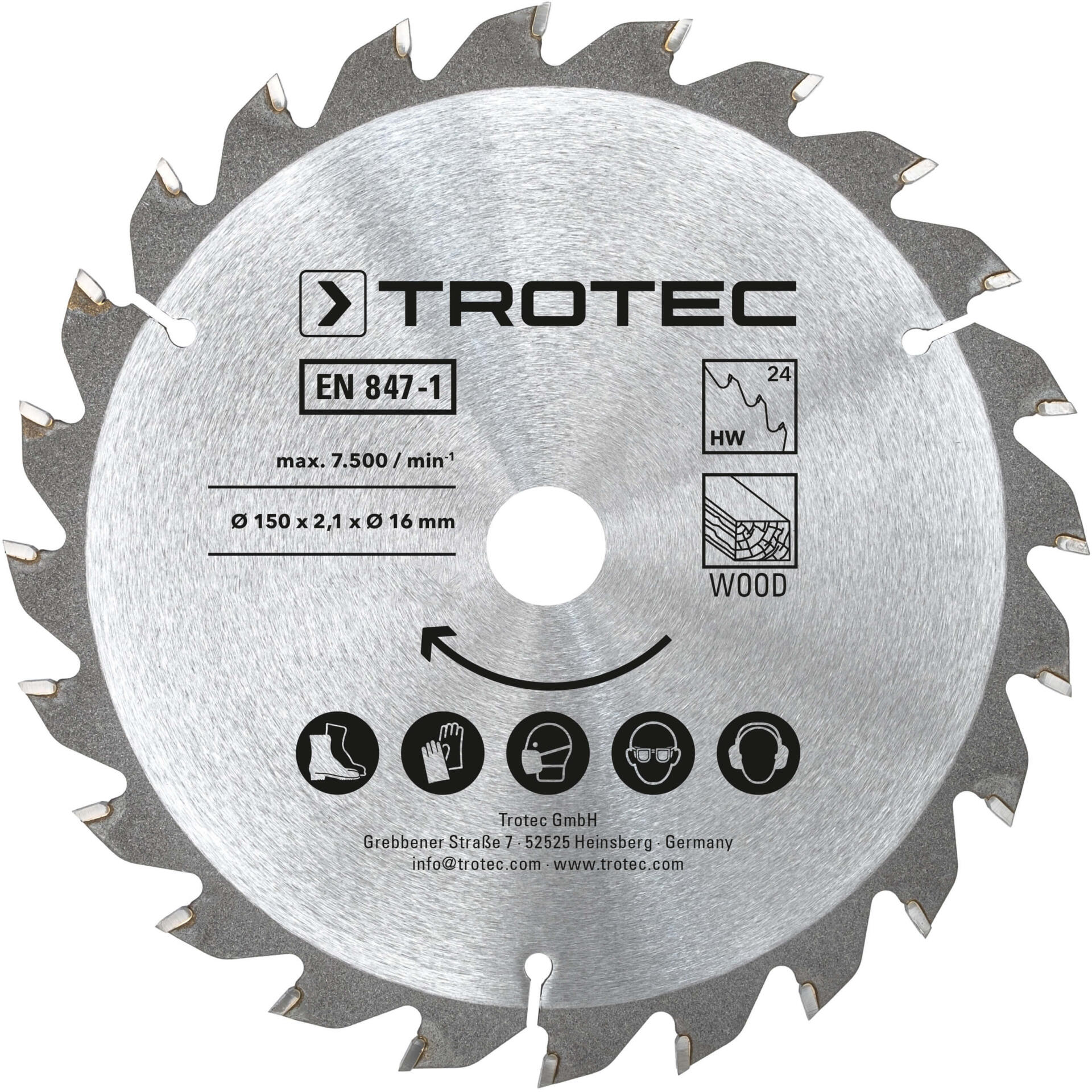 Holzkreissägeblatt Set, 150 mm, 24 Zähne. Ideal für präzise Holzschnitte. Hochwertige Verarbeitung für lange Lebensdauer. Trotec Qualität.