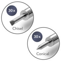 Ersatz Lötspitzen für Digitale Lötstation PSIS 10 230V. Konische und Meißel Lötspitze im Detail. Präzision für Ihre Lötarbeiten.