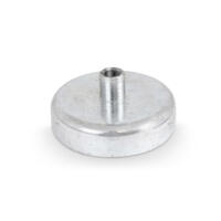 Magnethebel: Nahaufnahme eines runden Magneten mit Gewindeanschluss. Ideal für vielfältige Anwendungen. Hohe Qualität und starke Haftkraft.