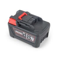 RIDGID Akku 18V 5.0Ah Li-Ion: Schwarzer Akku mit rotem Akzent. Ideal für RIDGID Werkzeuge. 5.0 Ah Kapazität, lange Lebensdauer.