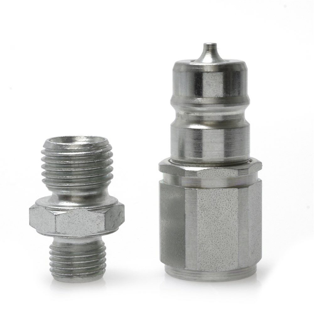 Adapterset Tankkit mit L-Schlauch: Detailaufnahme von zwei Adaptern aus Metall, Gewindeanschluss für sichere Verbindungen. 7210000003_bild2