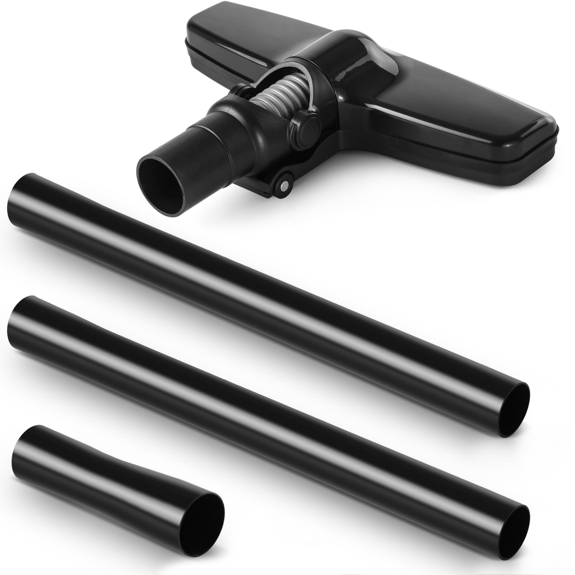 Schwarzes Staubsaugerrohr für Akku-Sauger VC-10/20V und VC-15/20V. Zubehör für kabellose Staubsauger in Studioaufnahme. Detailaufnahme.