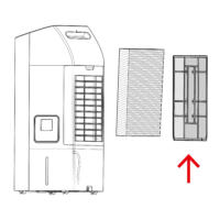 PAE 40 Luftfilter Detailansicht: Illustration des Luftfilters, der neben dem Luftkühler positioniert ist. Pfeil zeigt Einbaurichtung.