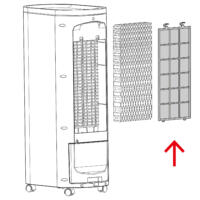 Grafik des PAE-10 Luftfilter Systems, zeigt Bauteile und Montage. Ideal für Ratgeber zu Luftreinigern und Filterwechsel. Schemazeichnung.