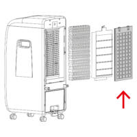 PAE-20 Luftfilter Montage: Illustration zeigt den Luftfilter und seine Bestandteile, die in den Luftkühler eingesetzt werden. Schemazeichnung.