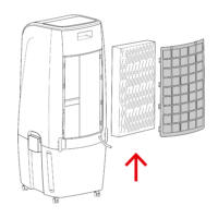 Grafik eines PAE-51 Luftfilters, zeigt den Filterwechsel. Ideal für saubere Luft. Produktbild des Luftreinigers. 7710000859_PAE-51-Luftfilter_bild2.