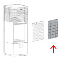 Illustration eines PAE 50 Luftfilters mit Luftfiltereinsätzen und Pfeil. Ideal zur Veranschaulichung der Filterwartung und des Austauschs.
