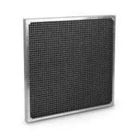 Luftfilter für TTK 1500: Quadratischer Filter mit Metallrahmen und feinem, dunklem Gitter, ideal für saubere Luft und effiziente Filtration.