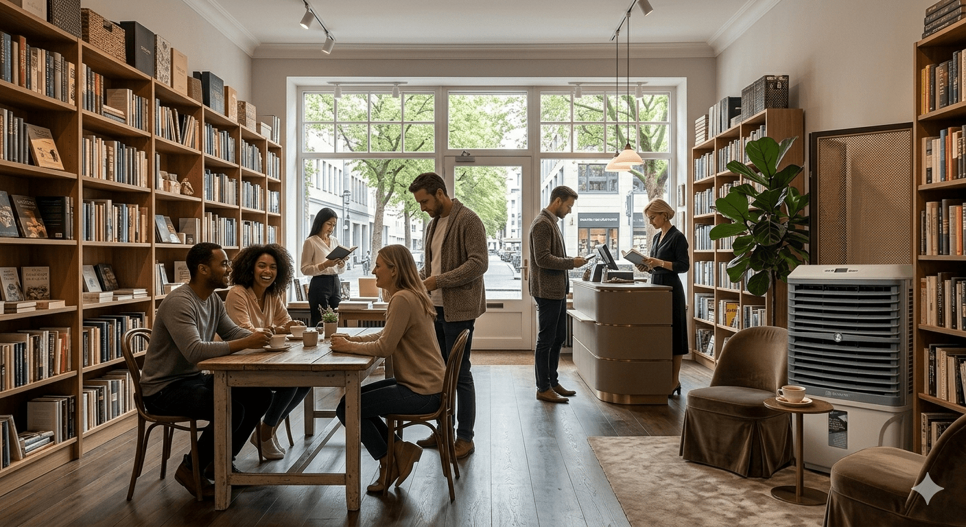 Luftkühler mieten für Verkaufsflächen Luftkühler im Verkaufsraum: Kunden genießen angenehme Kühle. Luftkühler mieten für Verkaufsflächen sorgt für Komfort und steigert die Attraktivität